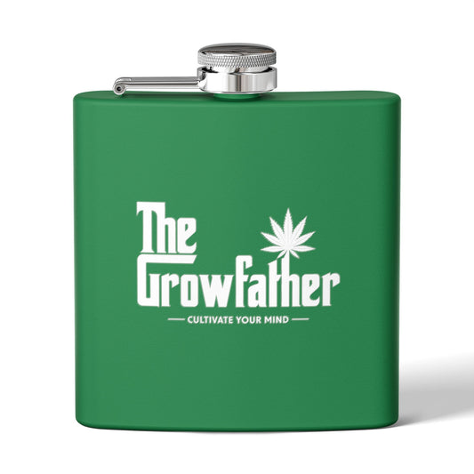 Flask — “The Growfather” 6oz Stainless Steel Hip Flask (Cultivate Your Mind)