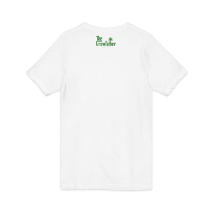 Growfather V-Neck Tee — Retro Cannabis Logo Shirt