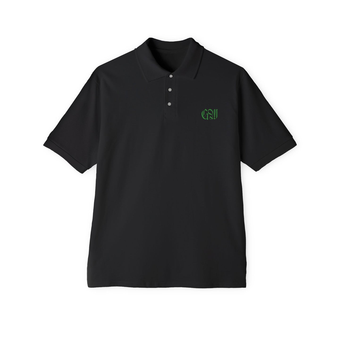 Men's Polo - Subtle Green Monogram Golf & Casual Work Shirt