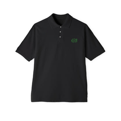 Men's Polo - Subtle Green Monogram Golf & Casual Work Shirt