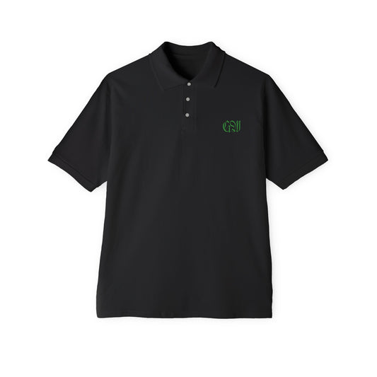 Men's Polo - Subtle Green Monogram Golf & Casual Work Shirt