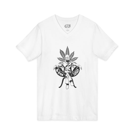 Growfather V‑Neck Tee — Cannabis Plant Dad Graphic T‑Shirt