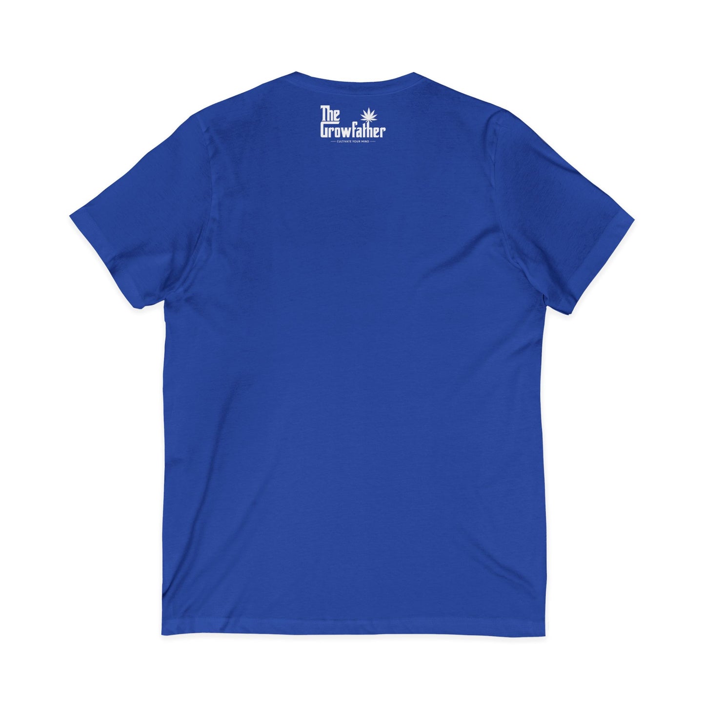 V-Neck Tee — Minimal Floral Chest Logo, Subtle Back Script