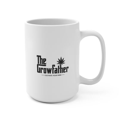 15oz Ceramic Mug — Retro Pinup Floral Emblem Coffee Cup