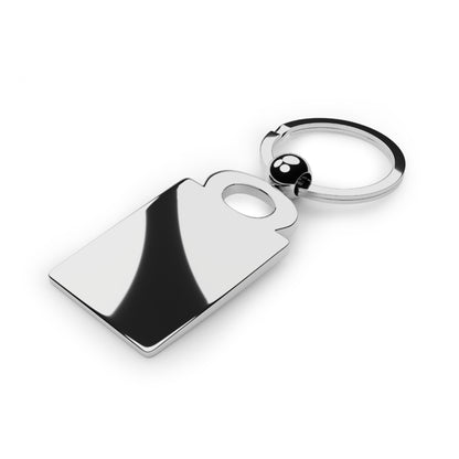 Engraved Rectangle Metal Keyring — Retro Pinup with Cannabis Leaf Design