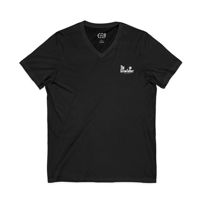 V-Neck Tee — The Crusader Minimal Logo Chest & Back
