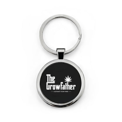 The Growfather Stainless Steel Keychain – Round Grower Gift