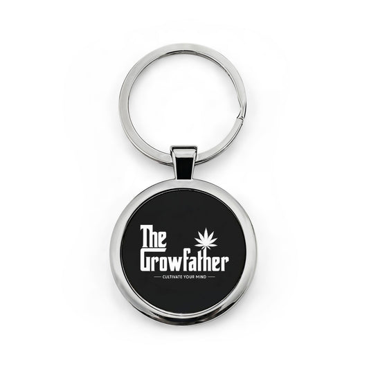 The Growfather Stainless Steel Keychain – Round Grower Gift