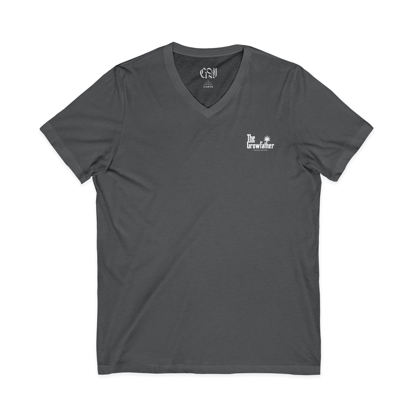 V-Neck Tee — Minimal 'The Traveler' Chest Logo with Back Compass Rose