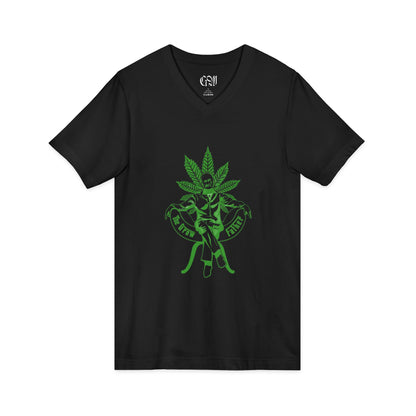 Growfather Cannabis Leaf V‑Neck Tee