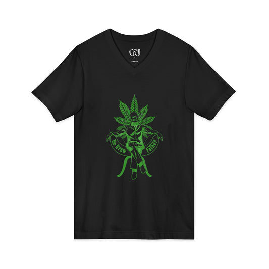 Growfather Cannabis Leaf V‑Neck Tee
