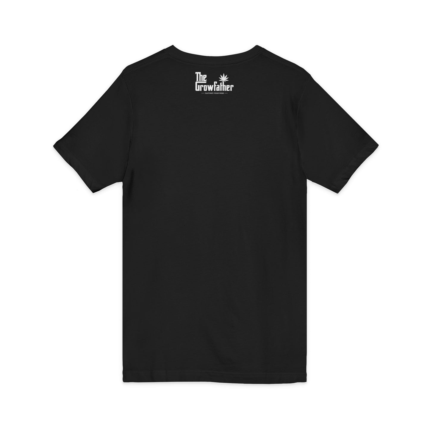 Growfather V-Neck Tee — Cannabis Leaf Skeleton Graphic Shirt