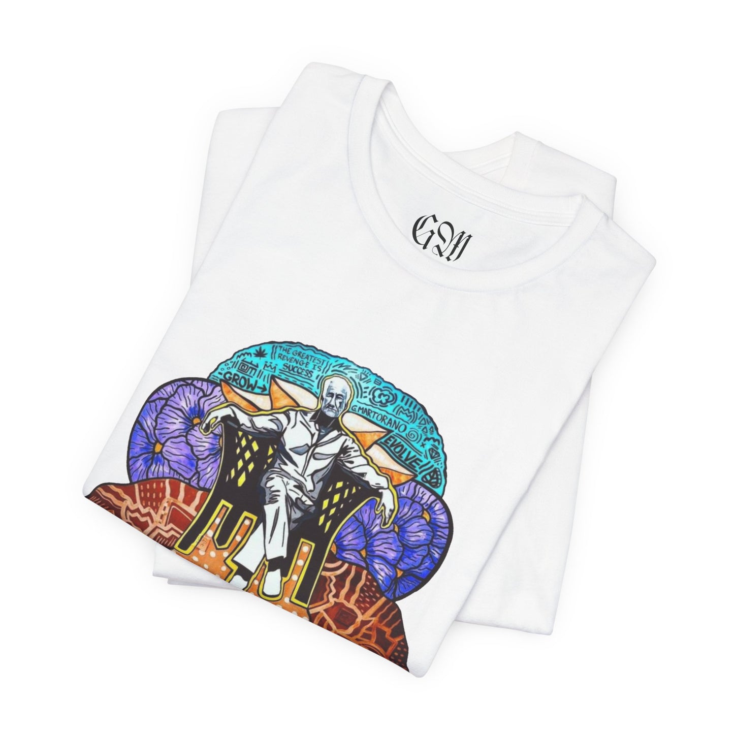 The Growfather Cannabis Graphic Tee — 'George Martorano' Vintage Mafia Stained-Glass Design