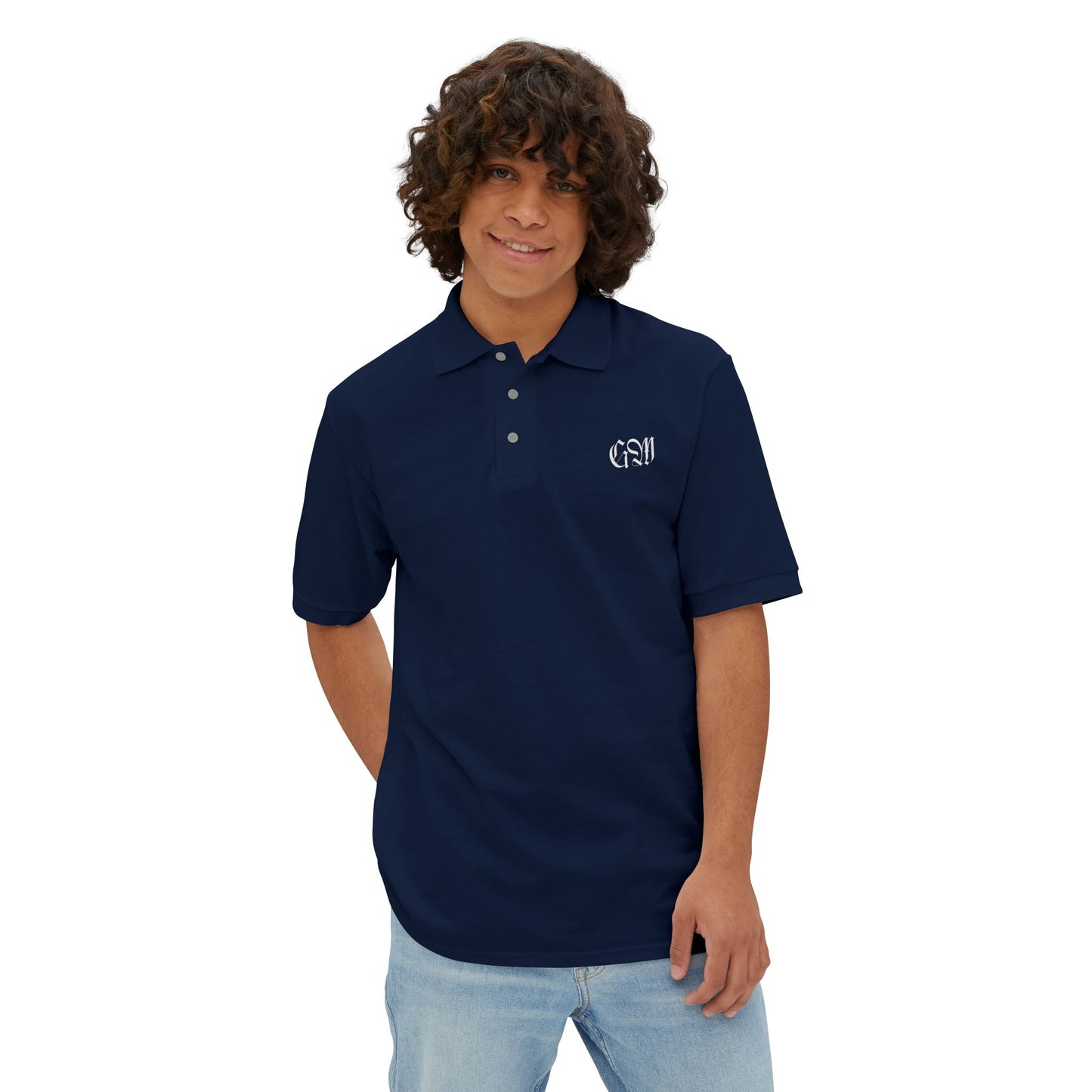 Embroidered Monogram Men's Polo — Classic Navy Casual Workwear