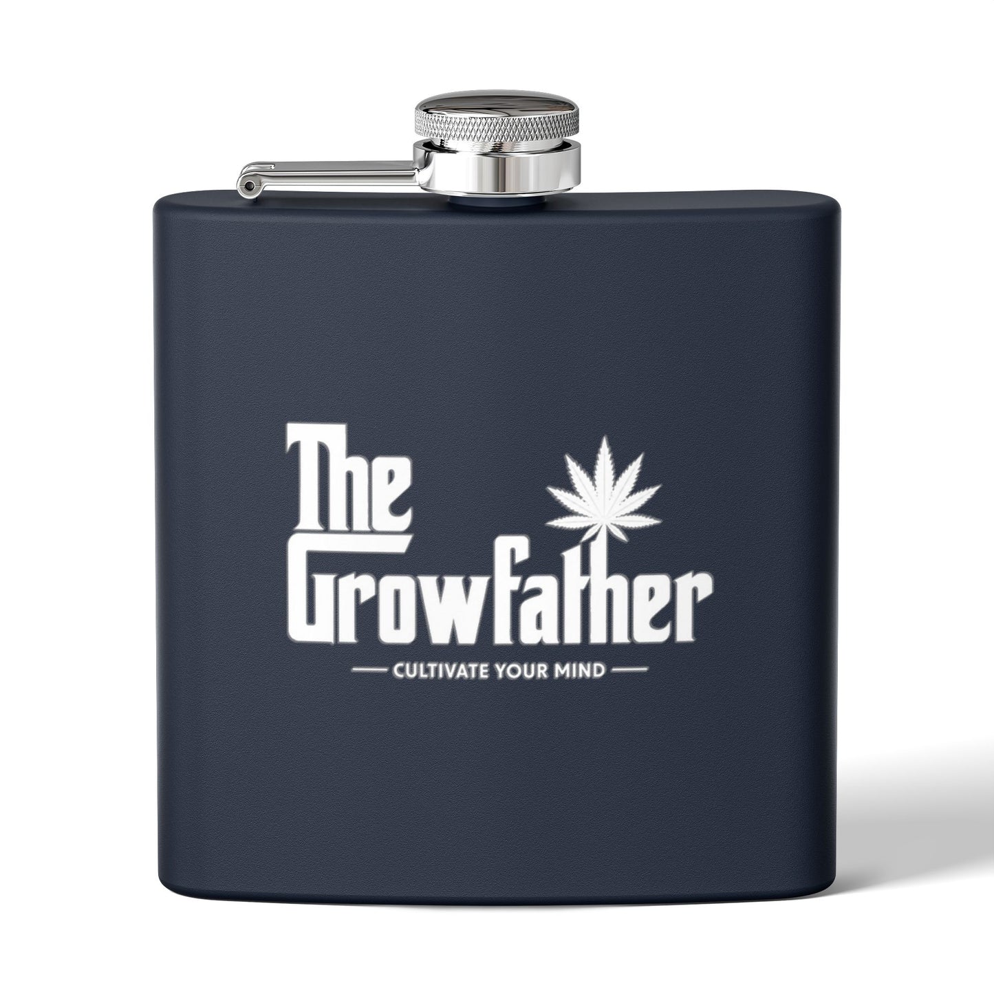 The Growfather Stainless Steel Flask – 6oz Cultivate Your Mind Hipster Pocket Flask