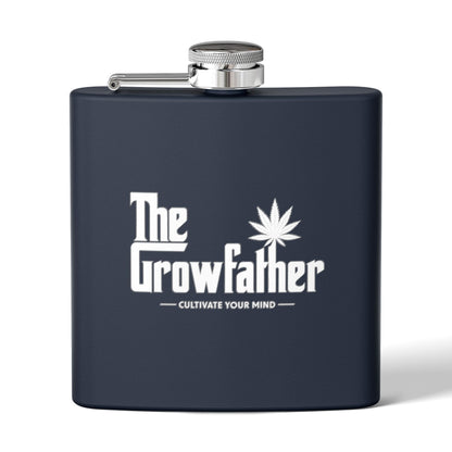 The Growfather Stainless Steel Flask – 6oz Cultivate Your Mind Hipster Pocket Flask