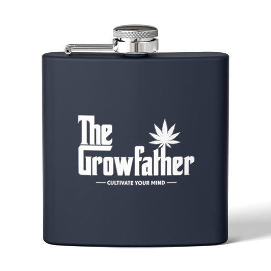 The Growfather Stainless Steel Flask – 6oz Cultivate Your Mind Hipster Pocket Flask