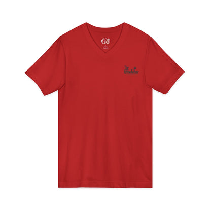 V-Neck Tee — Minimal Floral Chest & Back Logo
