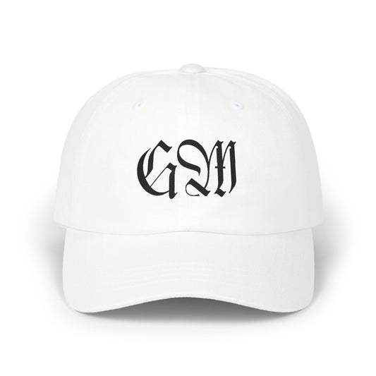 Embroidered Gothic Monogram Dad Cap - Classic White Baseball Hat