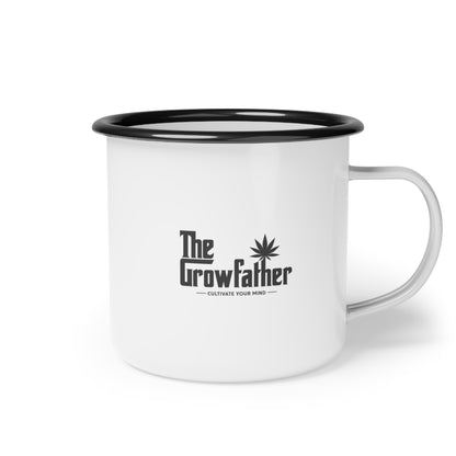 Enamel Camp Cup — Green Cannabis Leaf Camper Mug (Outdoor, Camping Gift)