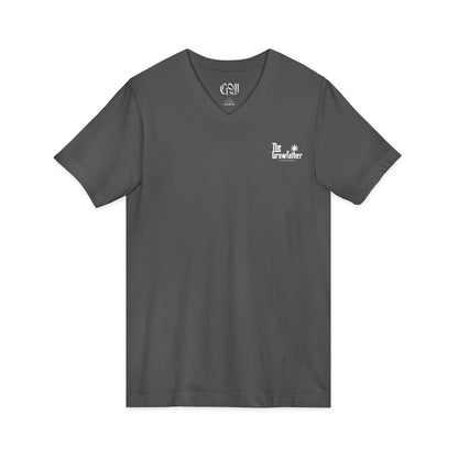 V-Neck Tee — Minimal 'The Traveler' Chest Logo with Back Compass Rose