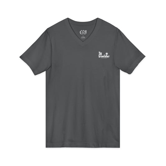 V-Neck Tee — Minimal 'The Traveler' Chest Logo with Back Compass Rose