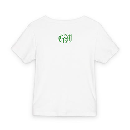 George Martorano Green Gothic Baby Tee — Organic Rib Cropped T‑Shirt