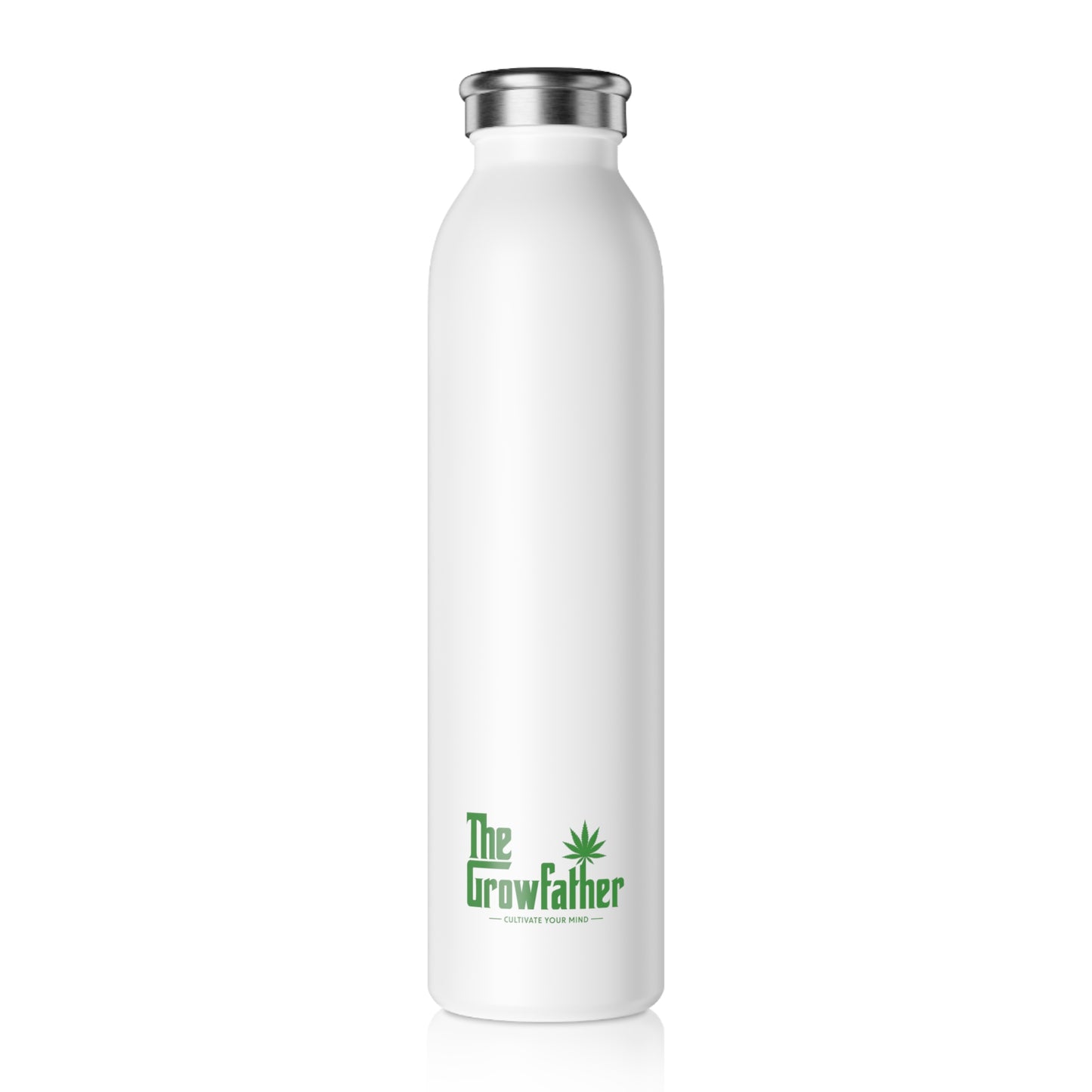 Slim Water Bottle — Botanical Green Floral Logo Stainless Steel Bottle