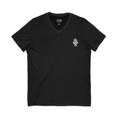 V-Neck Tee — 'The Growfather' Logo Cannabis Crew T-Shirt