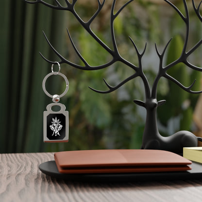 Marijuana Leaf Emblem Rectangle Keyring – Metal Photo Keychain
