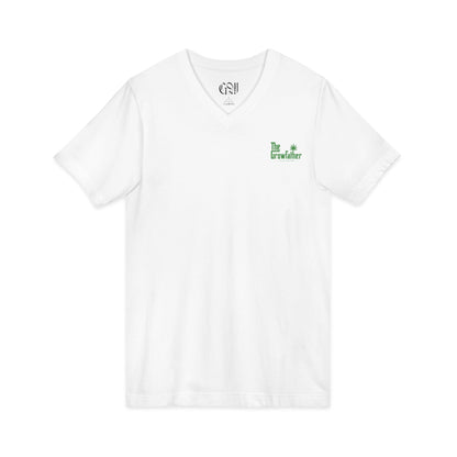V-Neck Tee — 'I'm Lovelier' Minimal Green Chest & Back Botanical Design