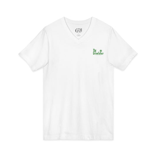 V-Neck Tee — 'I'm Lovelier' Minimal Green Chest & Back Botanical Design