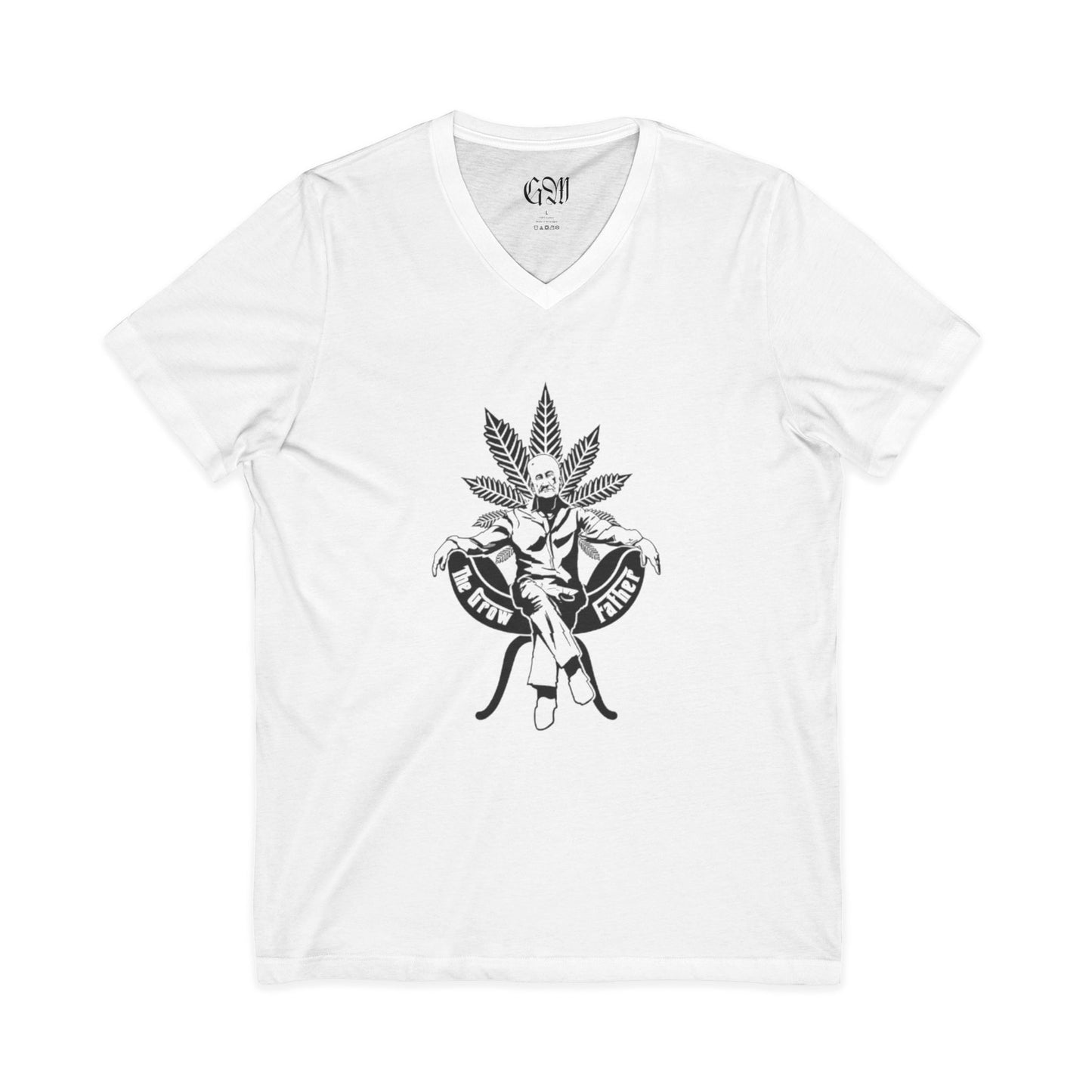 Growfather V‑Neck Tee — Cannabis Plant Dad Graphic T‑Shirt