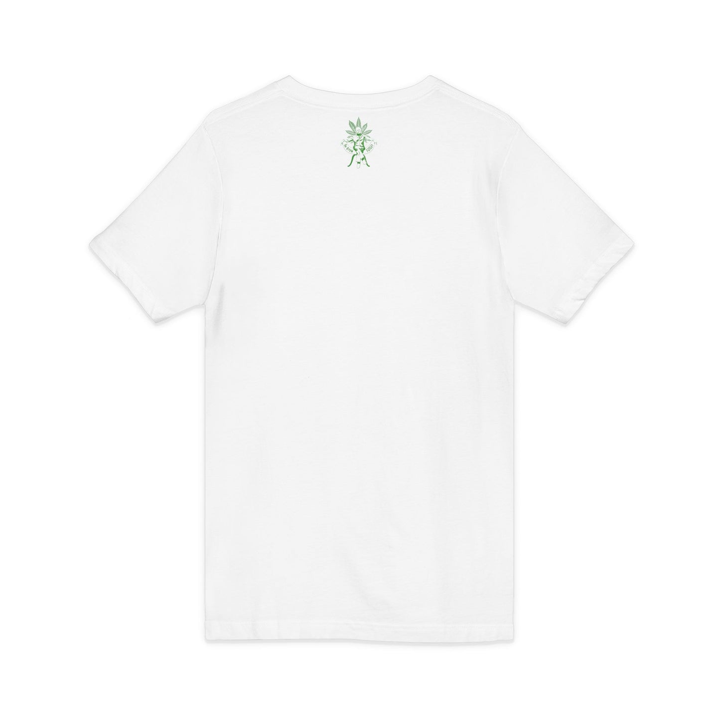 V-Neck Tee — 'I'm Lovelier' Minimal Green Chest & Back Botanical Design