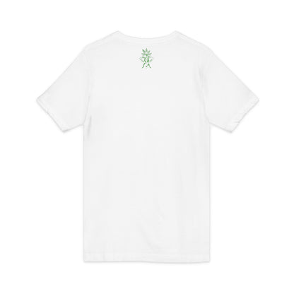 V-Neck Tee — 'I'm Lovelier' Minimal Green Chest & Back Botanical Design
