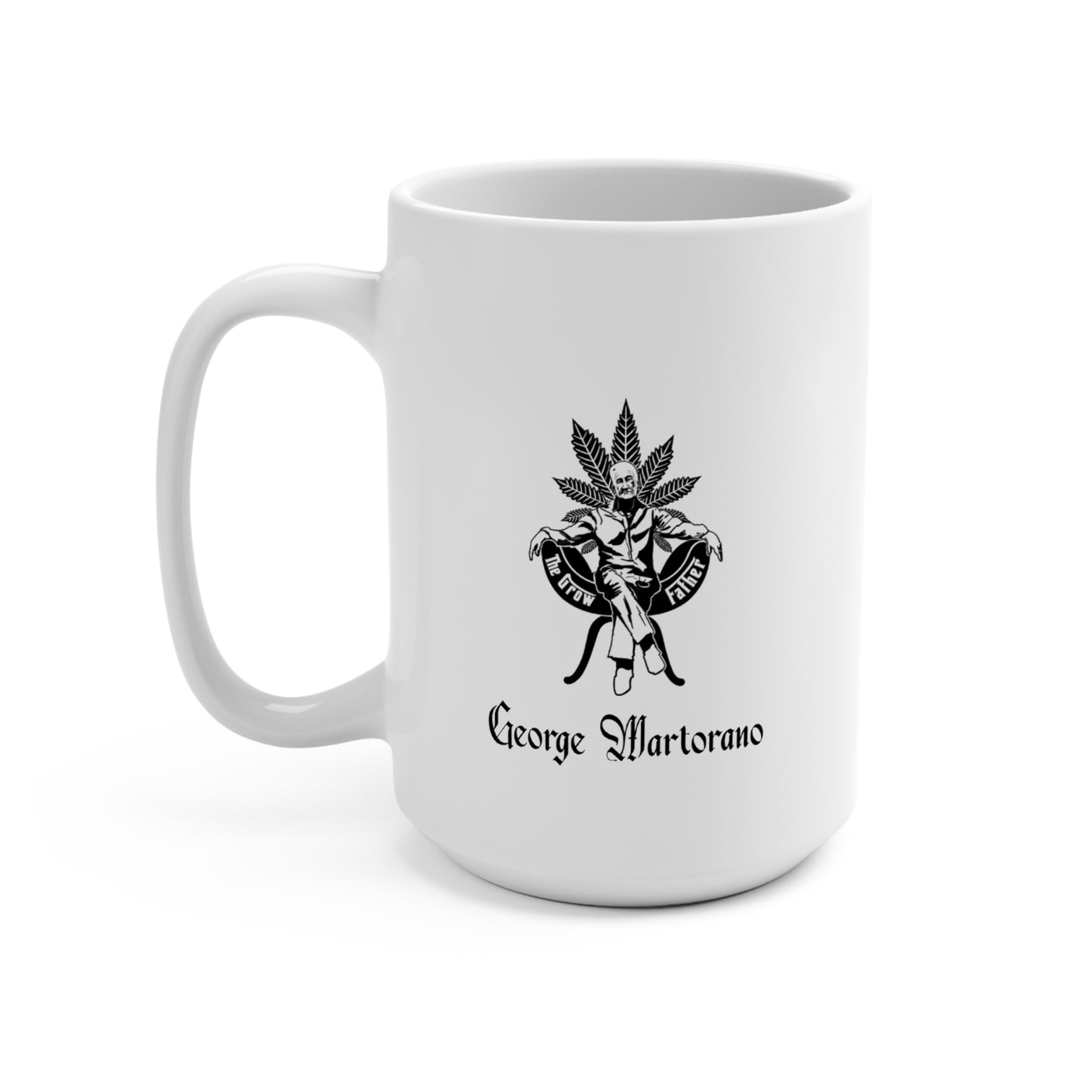 15oz Ceramic Mug — Retro Pinup Floral Emblem Coffee Cup
