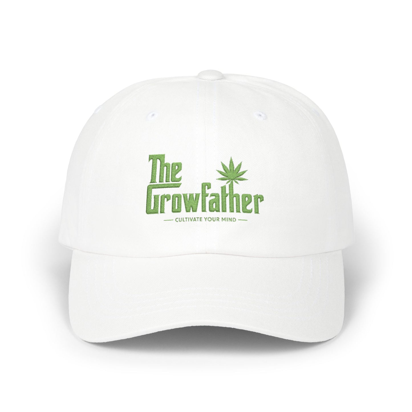 Dad Cap — "The Growfather" Embroidered Cannabis Logo Hat