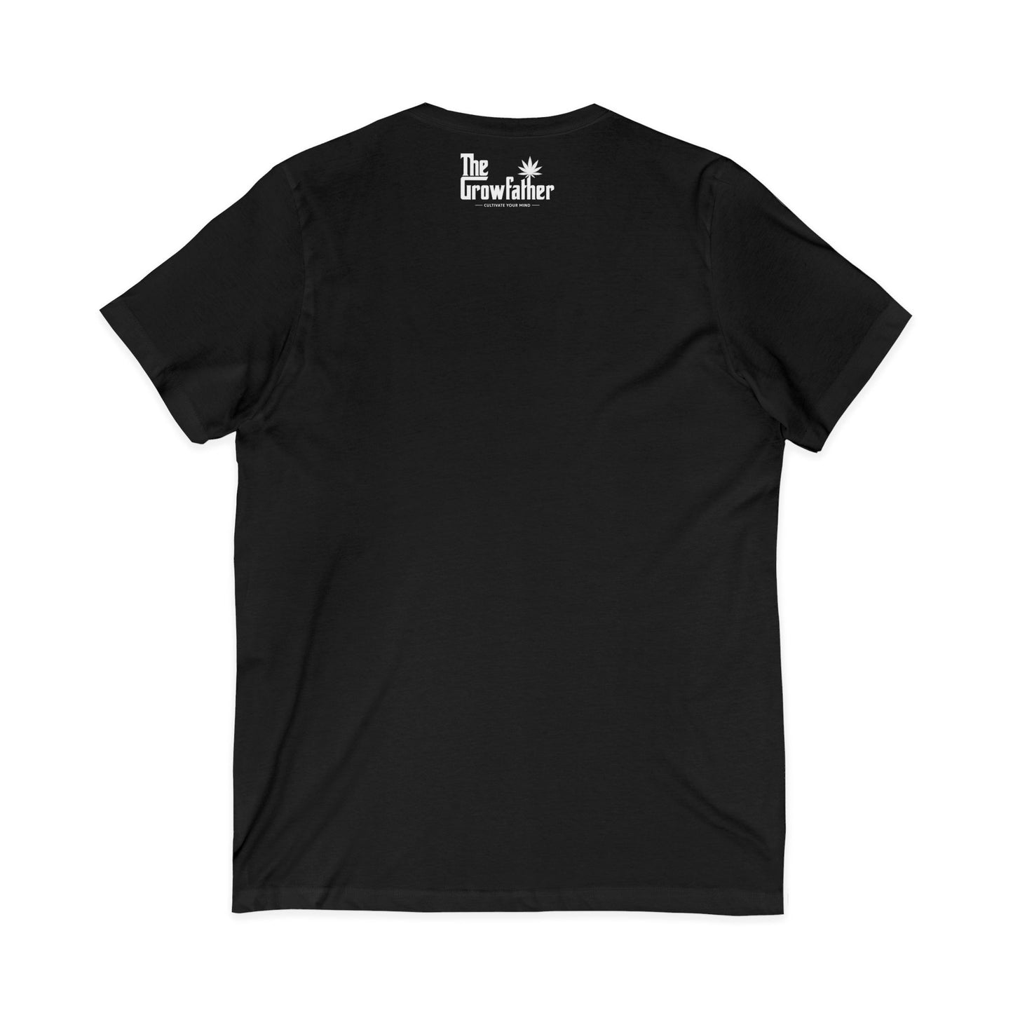 Growfather V-Neck Tee — Cannabis Leaf Skeleton Graphic Shirt