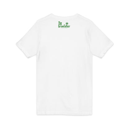 V-Neck Tee — 'The Growfather' Subtle Green Logo Chest & Back