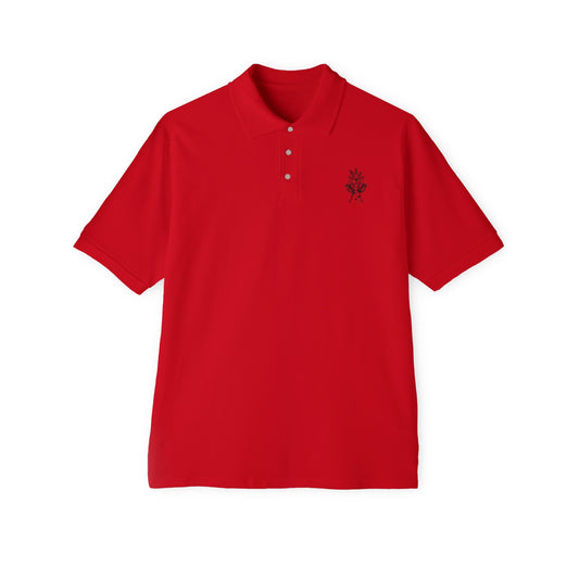 Men's Red Polo Shirt with Subtle Left-Chest Crest & Back Logo — Casual Golf & Workwear