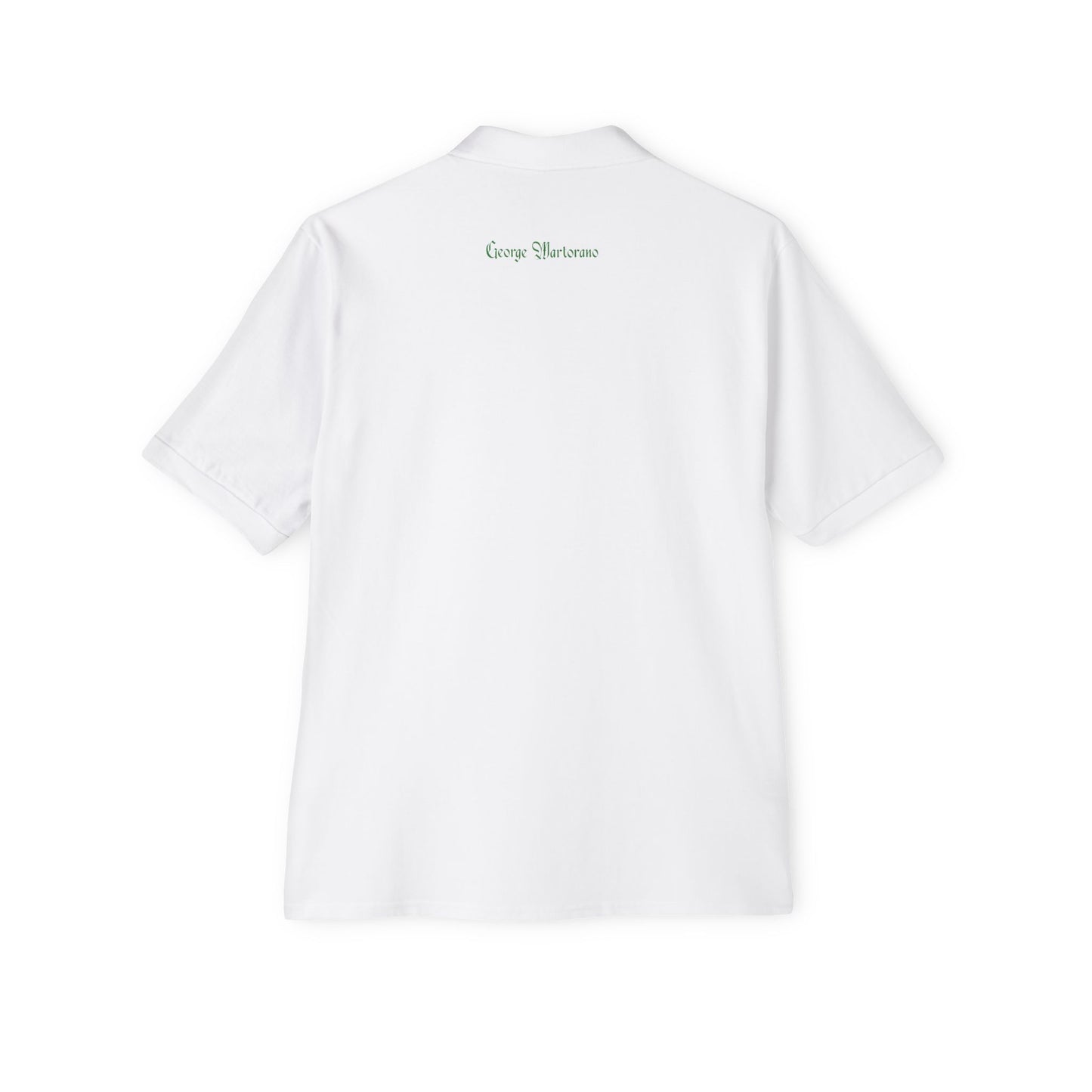 Classic Men's Piqué Polo — Subtle Monogram Chest & Script Back