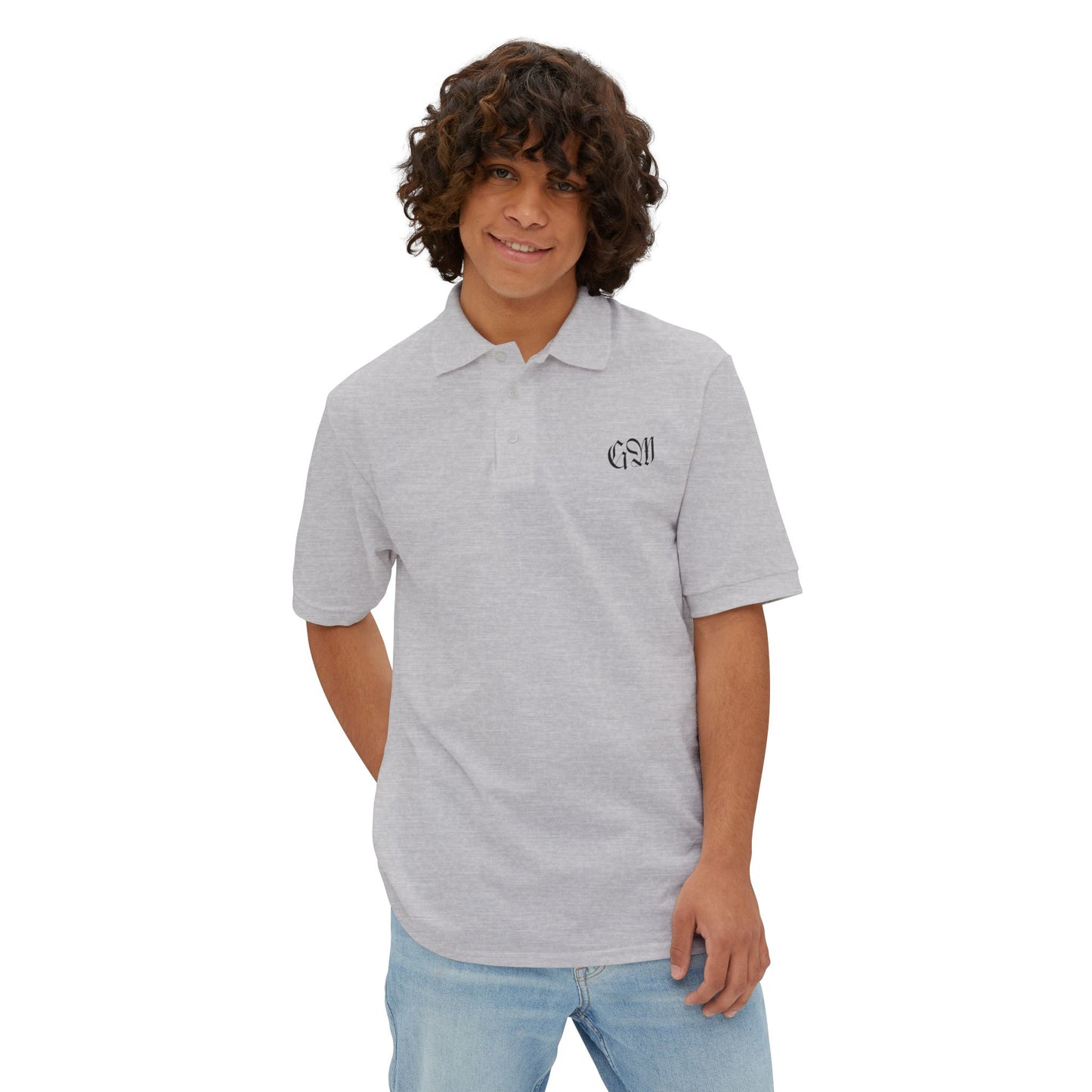Men's Polo — Subtle Monogram Chest & Script Back Casual Golf Shirt
